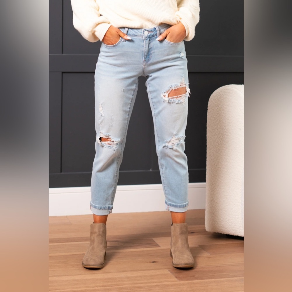 Judy blue boyfriend jeans light denim size 14 style 88333